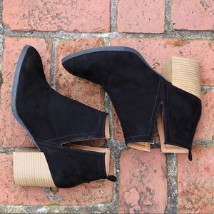 Black Faux Suede Cutout Ankle Booties